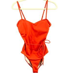 Chelsea28 Easy Retro One Piece Swimsuit Womens Orange Belted Adjustable Straps‎
